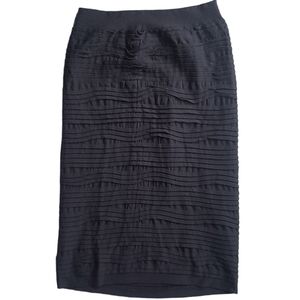 Vintage midi ribbed ruffle bodycon pencil skirt